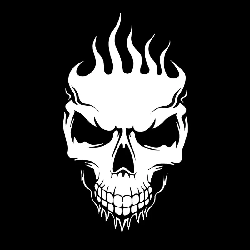 

Coolest FLAMES Skull Cartoon Graffiti Car Sticker Styling Motorcycles Rear Decal Decorative KK18*10cm