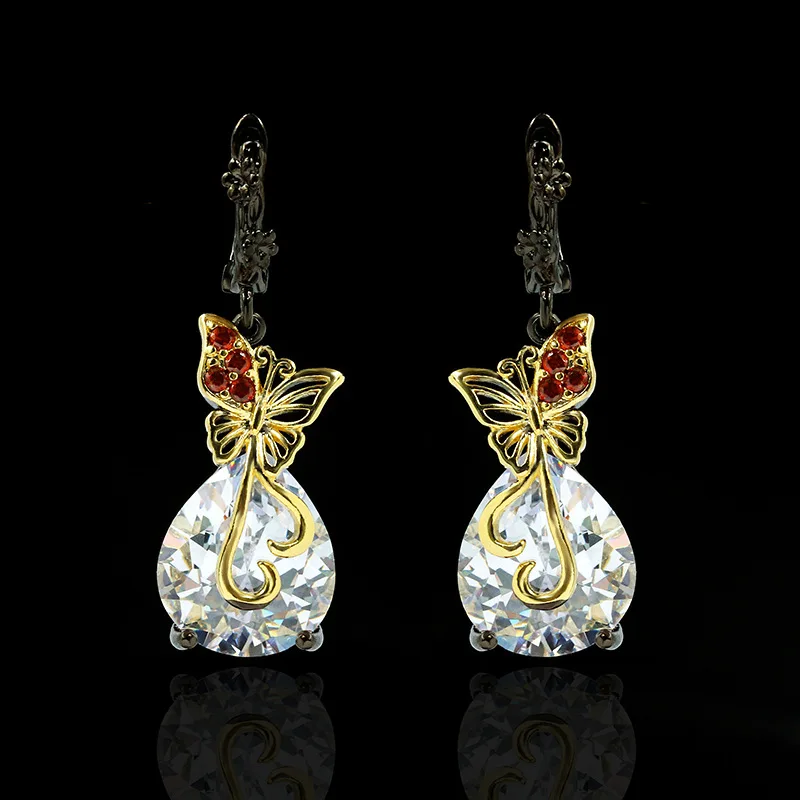 Серьги женские из серебра 925 пробы с фианитом в вечерние капли воды | Украшения и