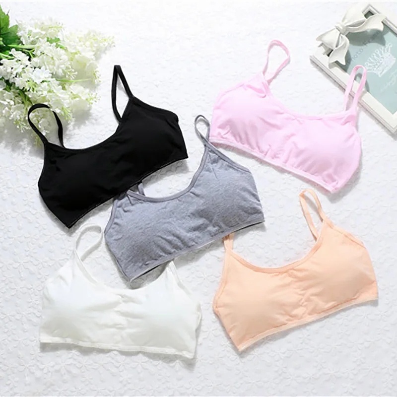 

Women Bras Cotton Solid Color Sling Vest Student Underwear Without Rims Gathered Sports Underwear Sleep Bra New