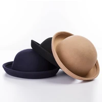 autumn winter hat for kids curved brim wool boy childrens cap girls hat solid adjustable bowler wide brim hat autumn spring