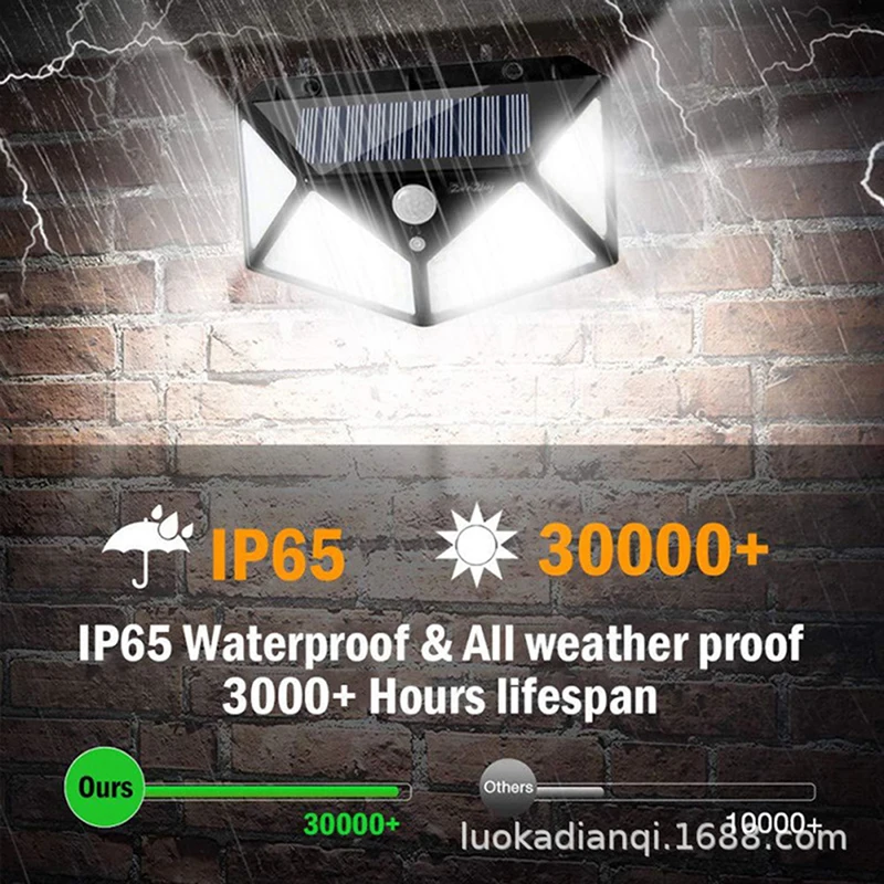 Уличный фонарь с датчиком движения на солнечной батарее 100 светодиодный |