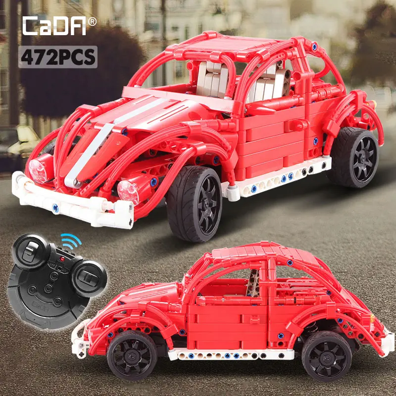 

Cada 472Pcs RC Red Car Model Building Blocks Technical Series DIY Remote Control Bricks Toys For Kids Gifts