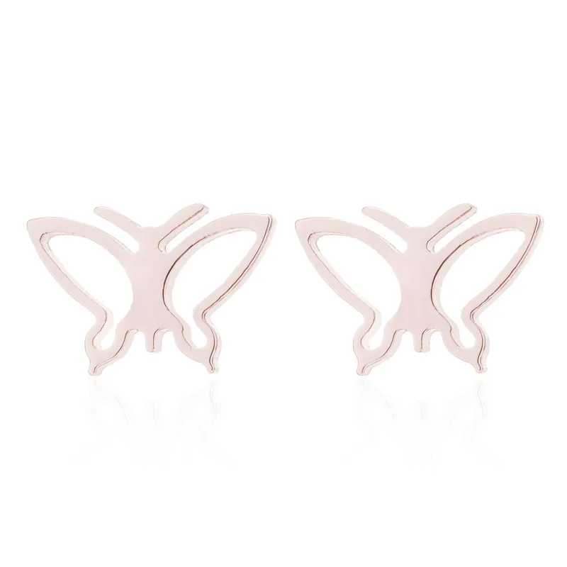 Rose Earrings Yiustar, серьги из нержавеющей стали, Бабочка, женские серьги, Бабочка, клипсы, серьги, модные ювелирные изделия, милые гвоздики, mujer moda - Окраска металла: Rose Earrings