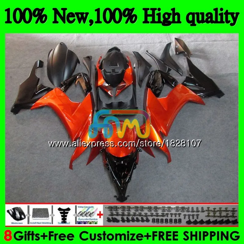Корпус для KAWASAKI ZX1000C ZX 10R 1000CC 17BS.49 ZX1000 10 R ZX10R глянцевый оранжевый 08 09 2008 2009 2010 ABS
