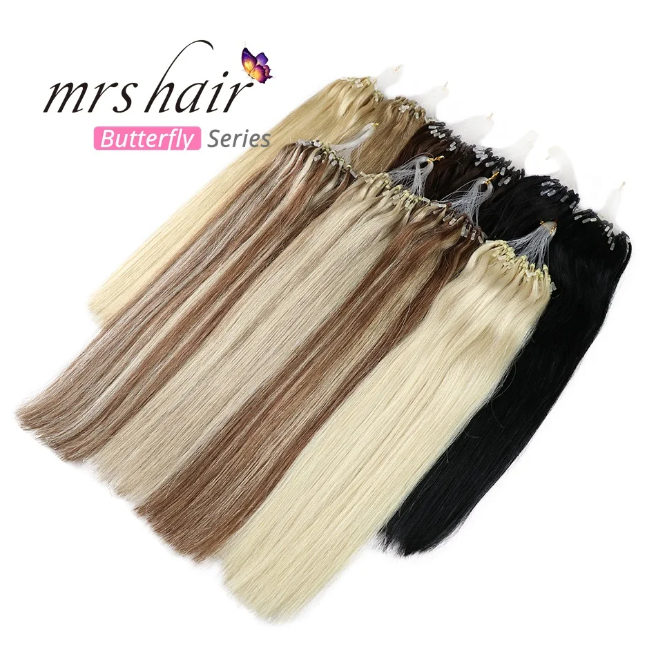 MRSHAIR, прямые волосы на микро-кольцах, 1"-24", 1 г/шт., 50 шт., волосы Remy для наращивания на микро-кольцах
