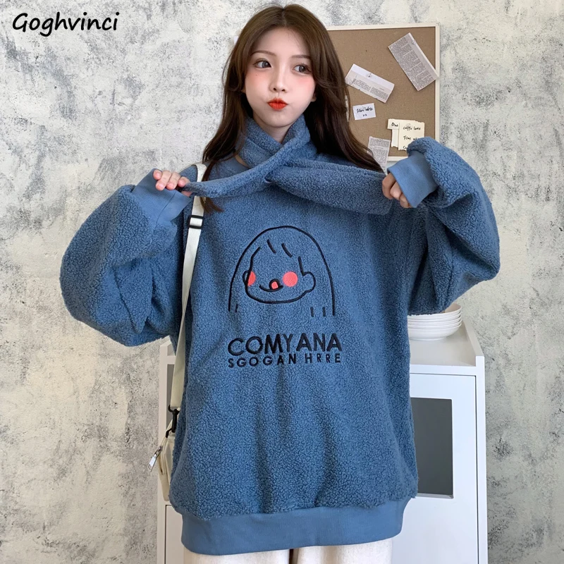 

Женская зимняя толстовка с капюшоном без капюшона, с длинным рукавом и круглым вырезом