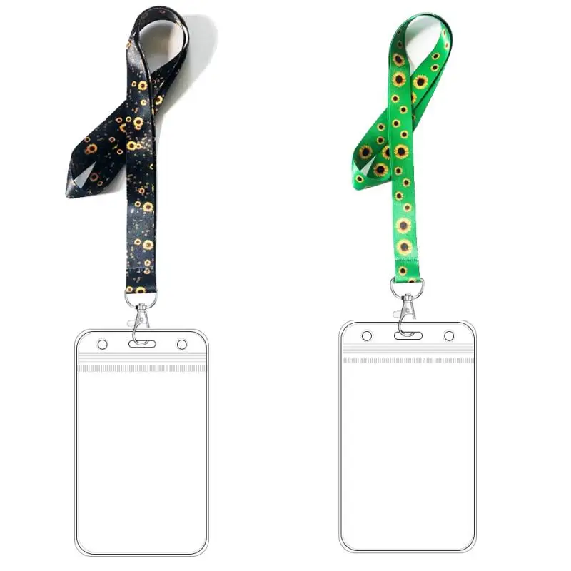 

Sunflower Lanyard ID Badge Holder PU ID Card Accessories Holder Credit Card Bus Card Case Stationery School Supplies