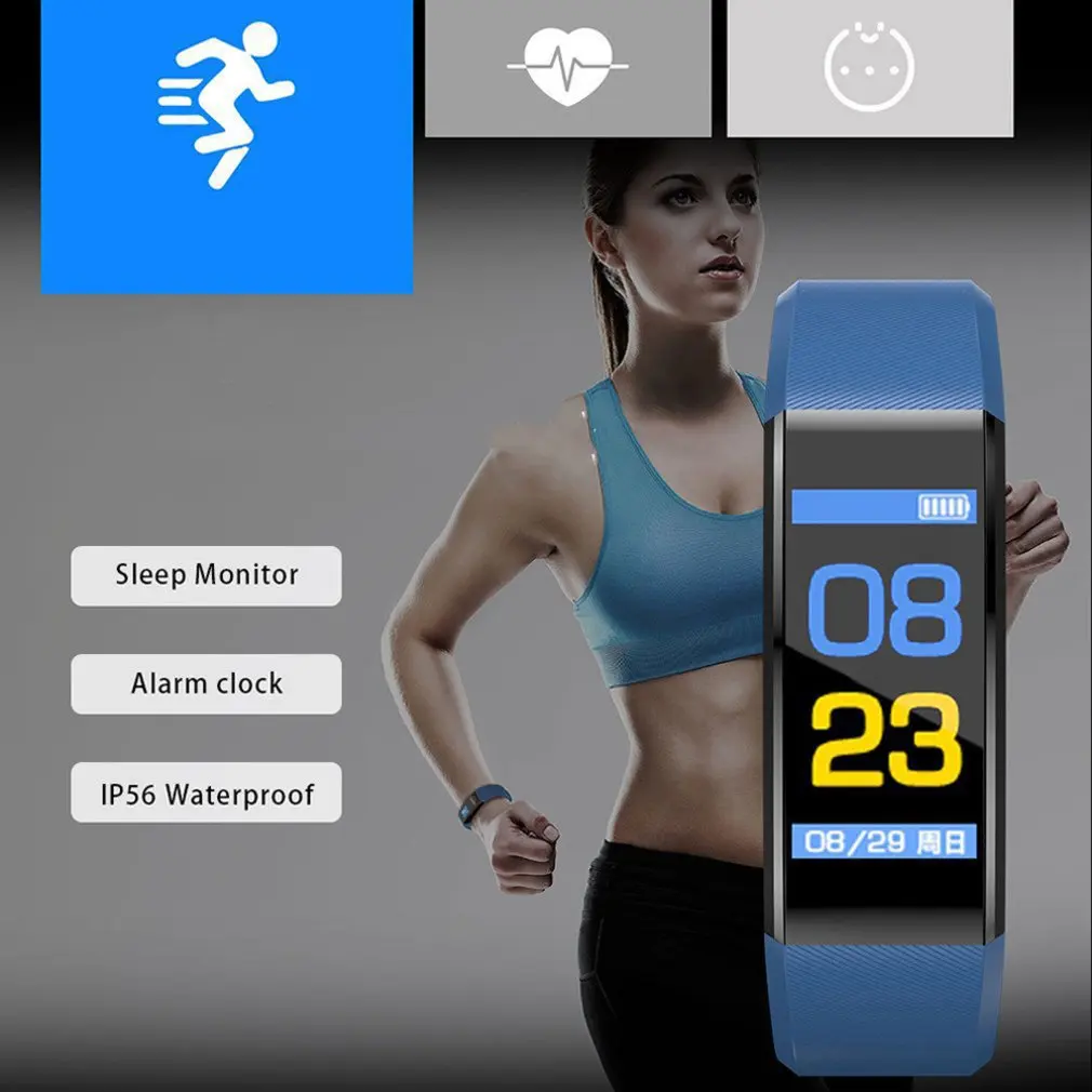 

Fitness Band 115Plus Health Bracelet Heart Rate Blood Pressure Smart Band Fitness Tracker Smartband Wristband for Men Women Kids