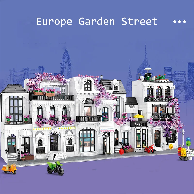 

City Ideas Street View Europe Garden Street Moc Modular Bricks Building Blocks House Model Kids Toys Garden Center dom modulowy