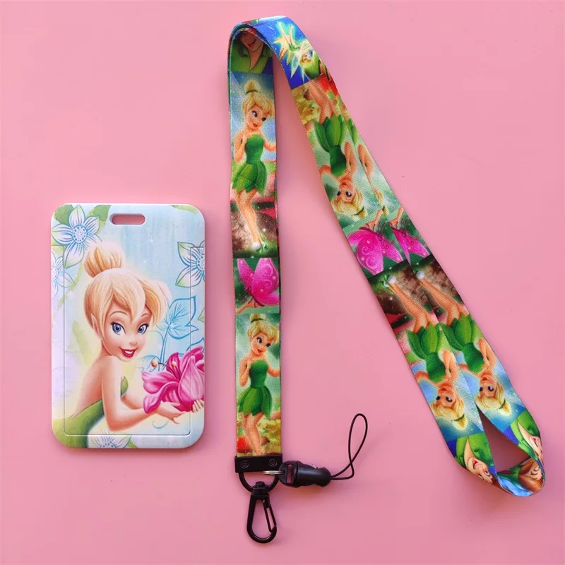 disney tinker bell girls card holder business badge card case frame abs employee case student lanyard name card holder free global shipping