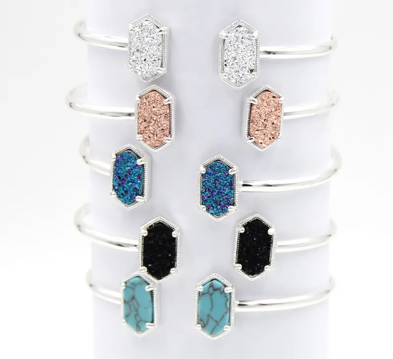 Новые милые медные браслеты Quartze манжеты с сине зеленым камнем из смолы для