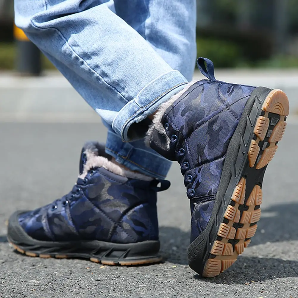 2019 Мужская теплая обувь в повседневном стиле Зимние ботильоны нескользящие