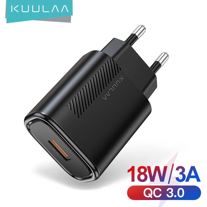 

KUULAA 18W Quick Charger 3.0 QC USB Charger For Xiaomi Redmi Note 9 8 7 QC 3.0 Fast Charging USB Phone Charger For Samsung