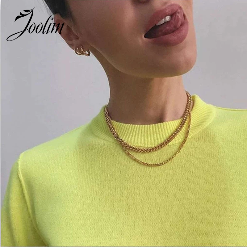 

JOOLIM Jewelry Wholesale High End Pvd Plated Finish No Fade Chunky Basic Cuban Chain Stainless Steel Necklace for Women