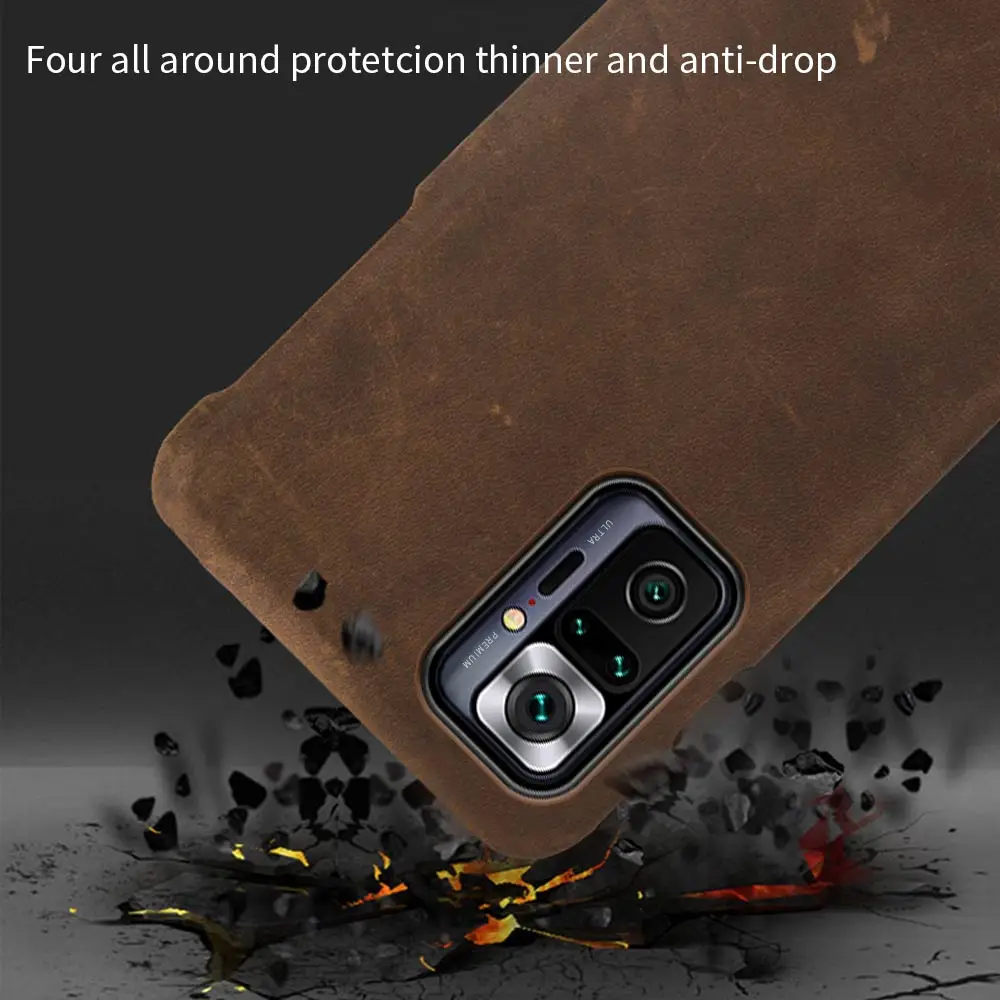 Genuine PULL-UP Leather Case for Xiaomi Redmi Note 10 Pro 9 Pro 8 For Mi 11 Ultra 10T Lite Poco X3 Pro F3 Repairable Matte Cover