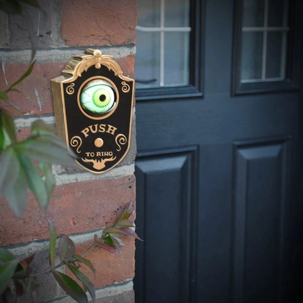 

Украшение для дверного звонка с одним глазом на Хэллоуин, реквизит из страха, светящийся подвесной элемент для всей двери, пластиковый двер...