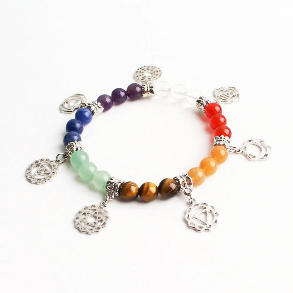 7 Чакр браслет рейки Будда молитва камень Йога чакра Прямая поставка исцеляющий