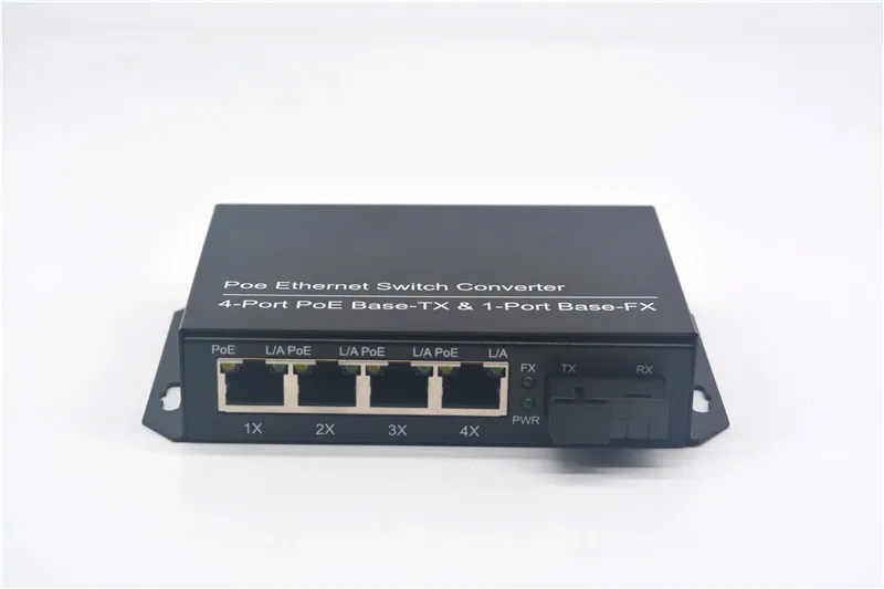 Гигабитный Poe Ethernet коммутатор конвертер 4-портовый PoE Base-Tx и 1-портовый Base-Fx