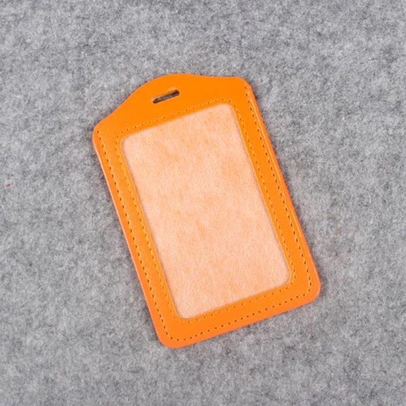 

Orange Clear Pu Leather Badges Holder Students Employees Nursing Accessories Conference Name Tag Credentials ID Card Key Holder