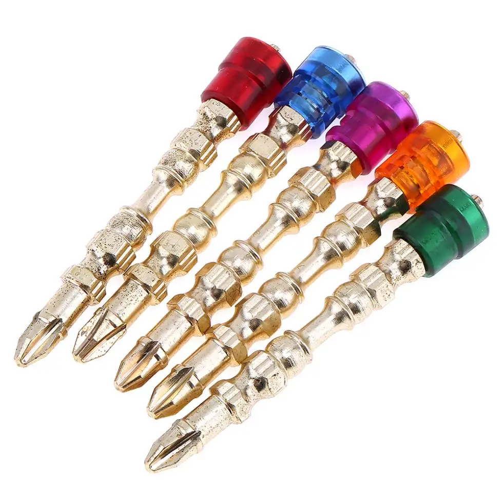 

5pcs/lot 65mm 1/4" Hex Shank Screwdriver Bit Titanium Screwdriver Color Cross Screwdriver Head