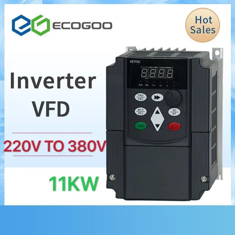 

50hz to 60hz 11kw single phase 220v ac to 3 phase 380v / 415v ac frequency converter VFD inverter for motor speed control