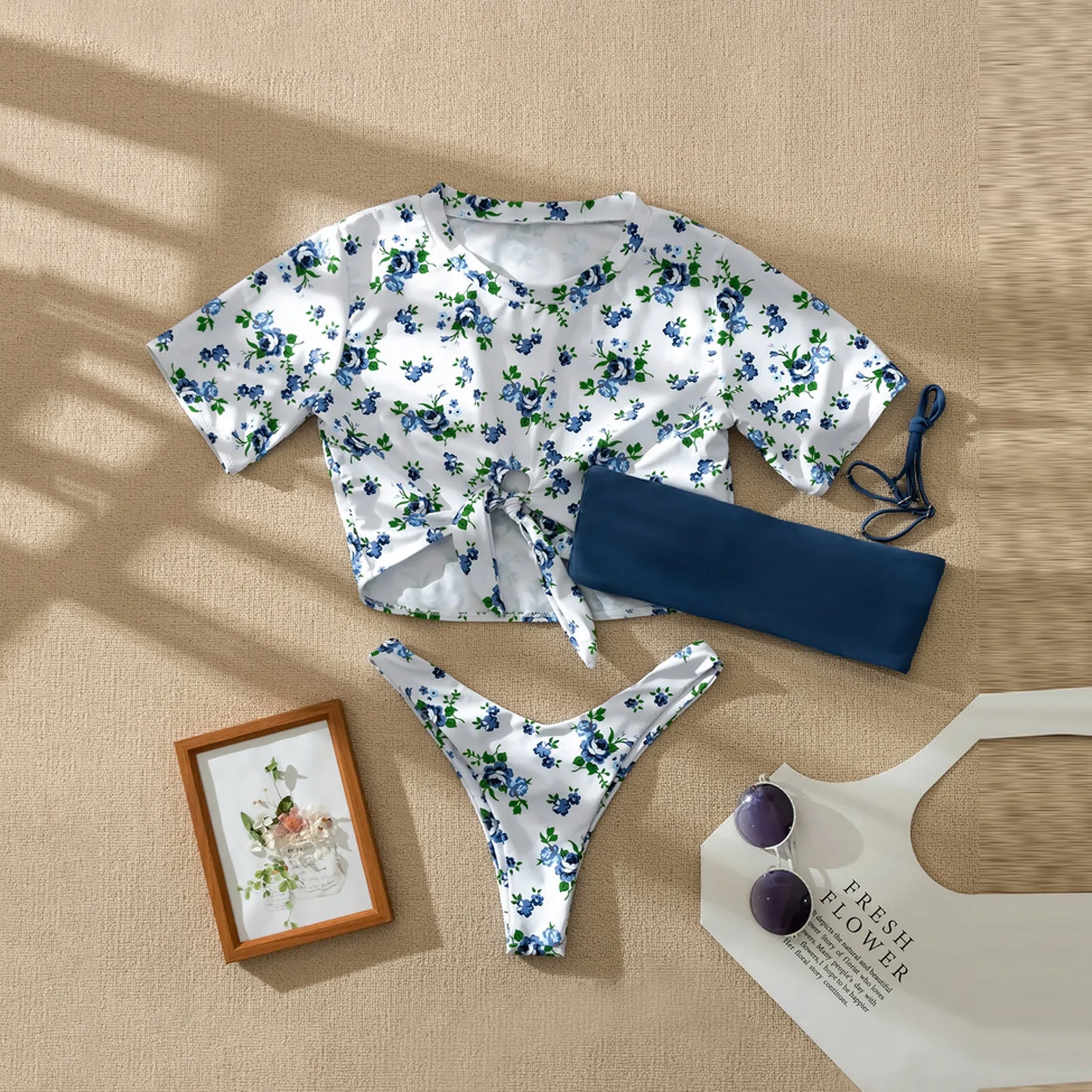 Пикантное бикини с цветочным принтом пуш ап бюстгальтер подкладкой 2021 топ на