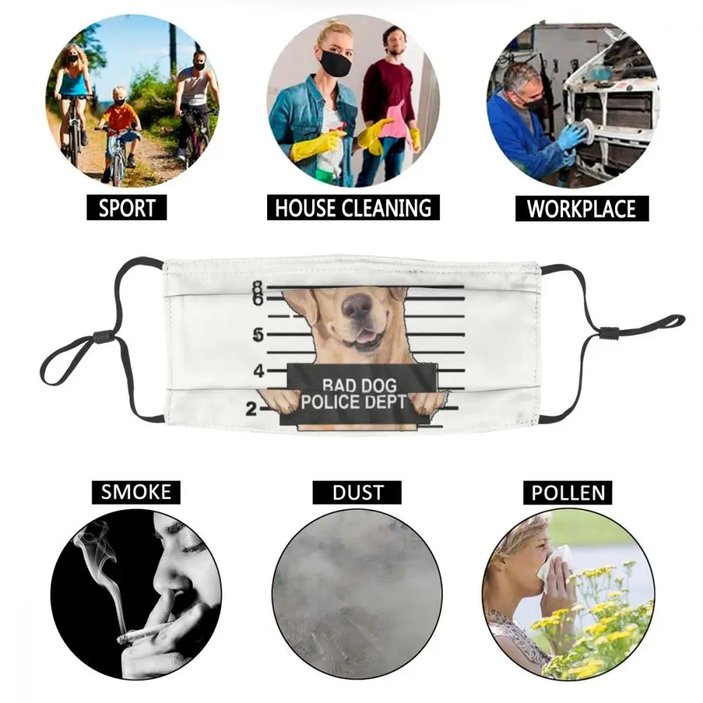 

Bad Dog Funny Labrador Washable Men Face Mask Animal Pet Anti Dust Protection Cover Respirator Mouth Muffle