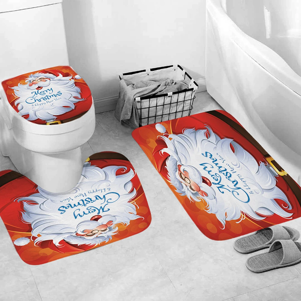 Рождественские занавески для ванной набор с Санта Клаусом снеговиком