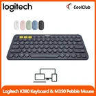 Беспроводная клавиатура Logitech K380, мыши в форме гальки, тонкий и тихий светильник, бесшумное нажатие, портативное подключение