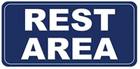 crysss rest area blue with holes 12 x 8 inches metal sign