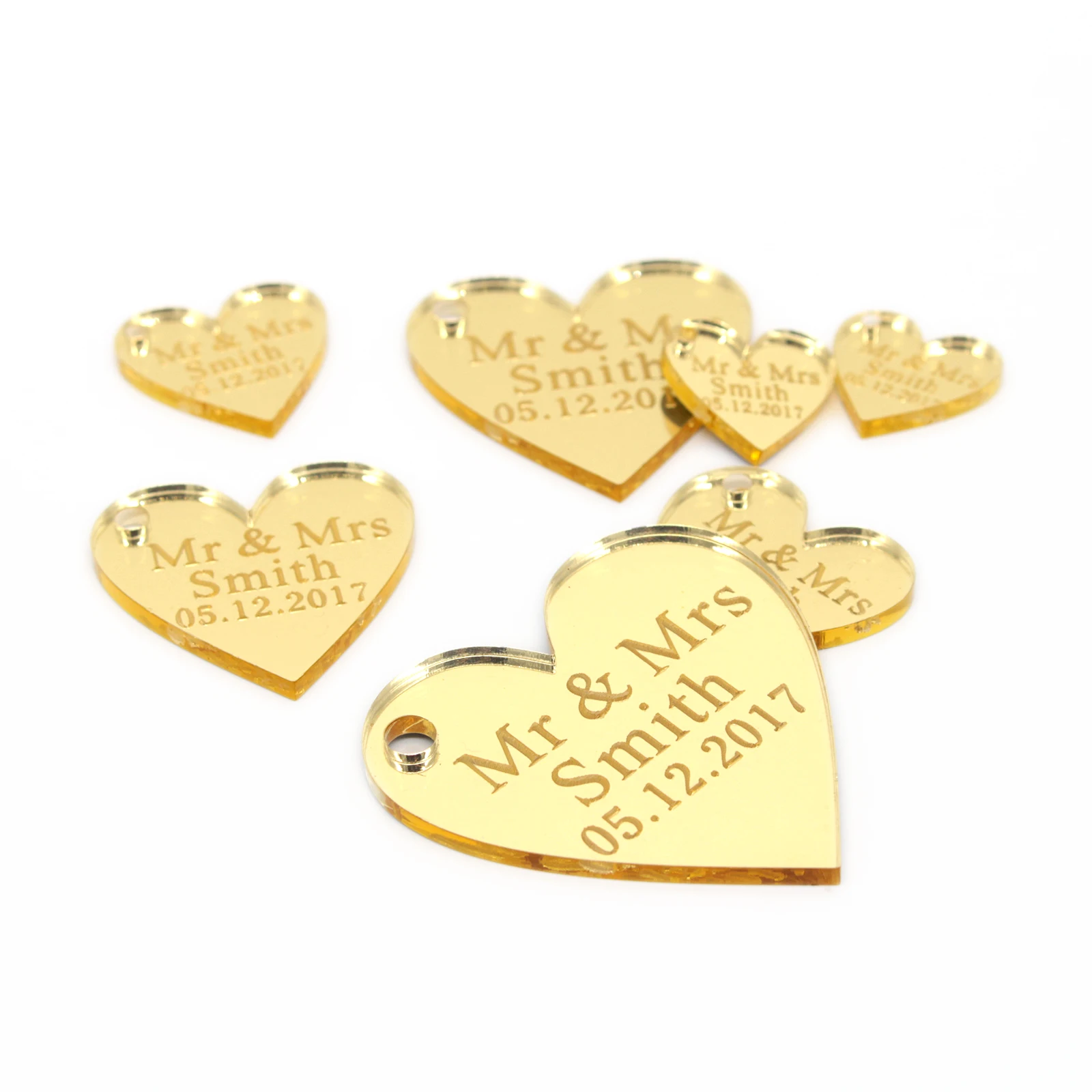 

50 * Personalized Gold/Rose Gold/Clear/Silver Mirror Customized Name Wedding Wine Charm Label Tag Party Wedding Gift Decoration