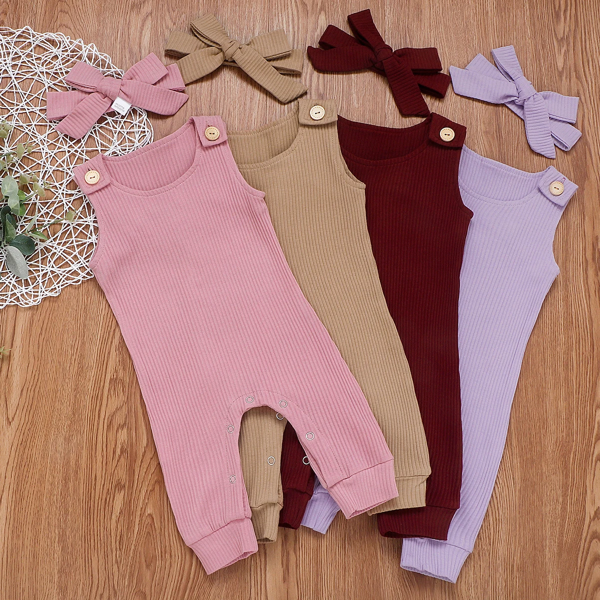 

Pudcoco Newborn Baby Girl Boy Clothes Kids Solid Sleeveless Romper Knitted Jumpsuit + Headband Outfit Sleepwear Set 2020 New