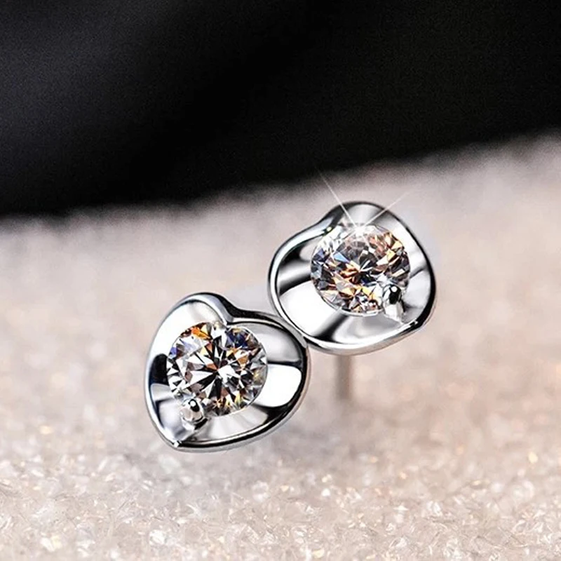 

Hot Simple Personality Stud Earrings Sterling Silver 925 Women Jewelry aaa Zircon Stone Wedding Earring for Brides Gift