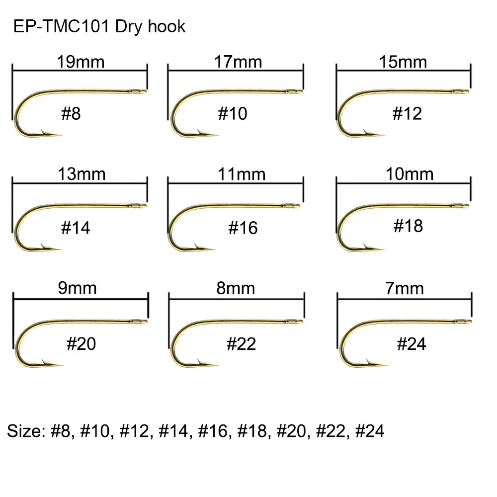 EP-TME-101 Eupheng 100 шт стандартный Nymph сухой нахлыстом рыболовный крючок Барб комбинированные крючки бронзового цвета мухобойка с барбом - Color: EP-TME-101