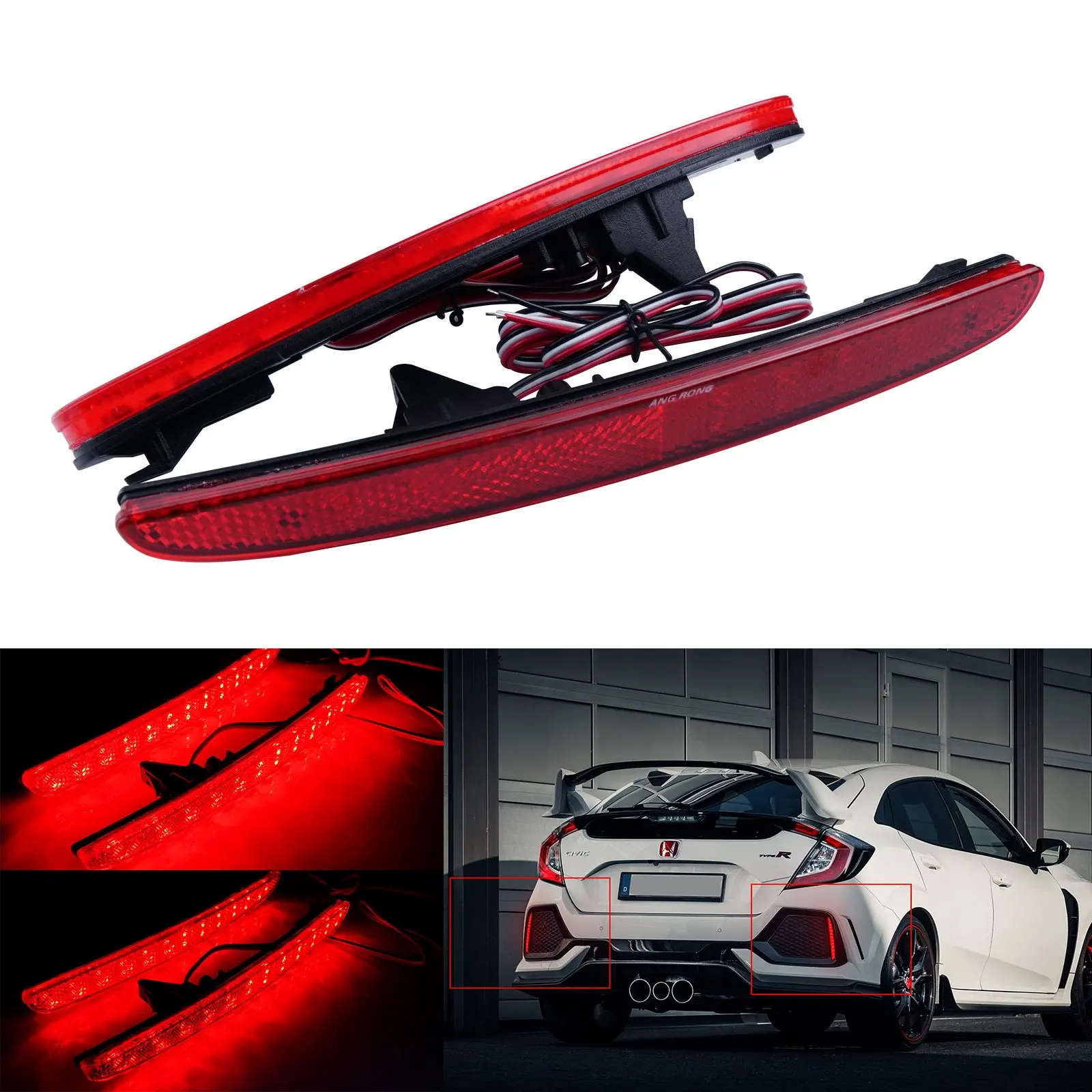 ANGRONG 2x Светодиодный отражатель заднего бампера светильник в для Honda Civic X MK 5 дверь