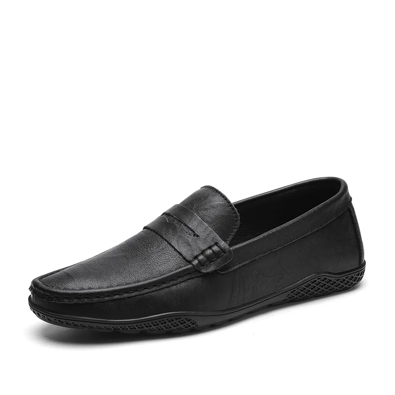 

Penny Loafers Men Casual Shoes Handmade Leather Mens Driving Flats Slip-On Shoes Man Moccasins Boat Shoes Black Mocasines Hombre