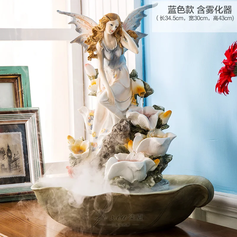 Outdoor Garden Decoration Flower Fairy Angel Statue Desktop Fountain Ornaments Sculpture Resin Crafts Garden Decor Accessories