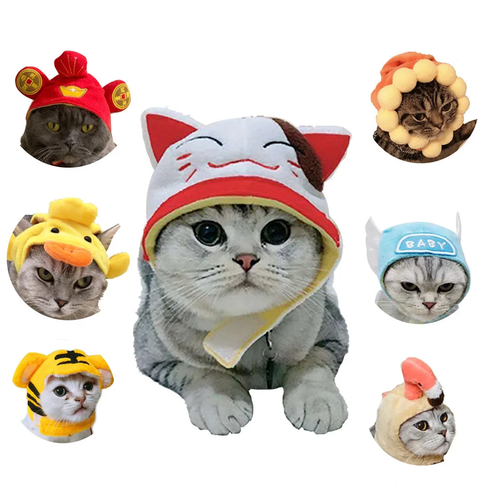 

Dog Cat Headgear Cute Cotton Pet Hats Animals Shapes Adjustable Cosplay Pet Accessories Soft Headwears For Cat Puppy