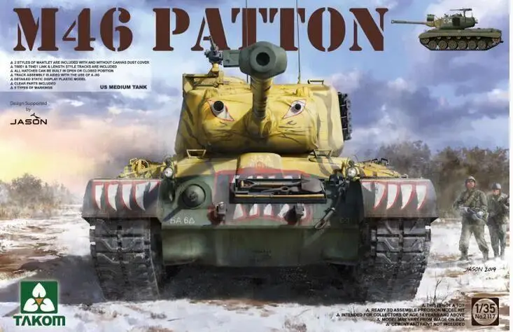 Модель танка среднего размера Takom 1/35 2117 M46 Patton US |