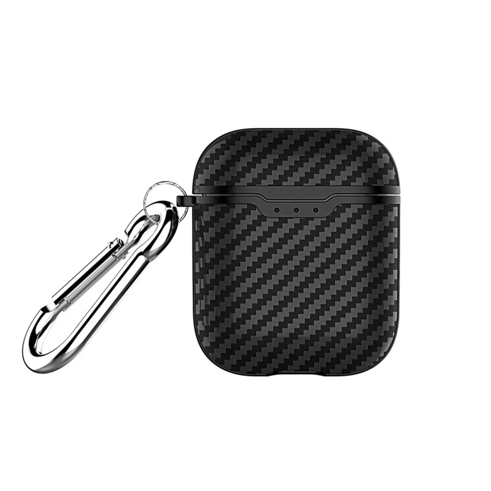 Черный Пылезащитный чехол для гарнитуры для Apple, гарнитура для airpods, чехол, кожный чехол, настоящие чехлы из углеродного волокна ультратонкий протектор для AirPod - Цвет: Черный