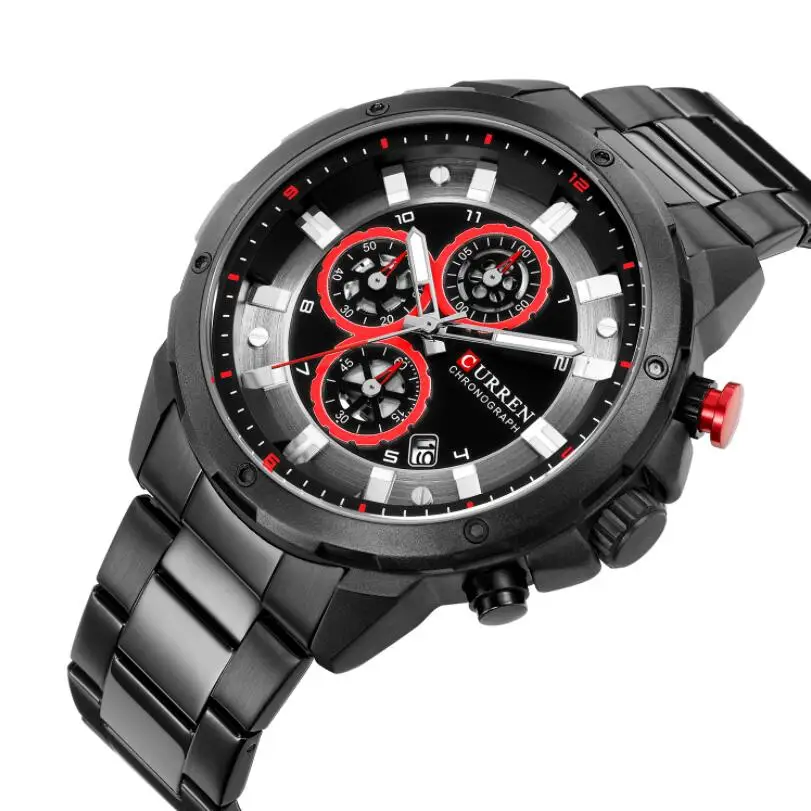 

Часы-хронограф CURREN Мужские кварцевые, спортивные повседневные деловые наручные, с календарем, золотистые