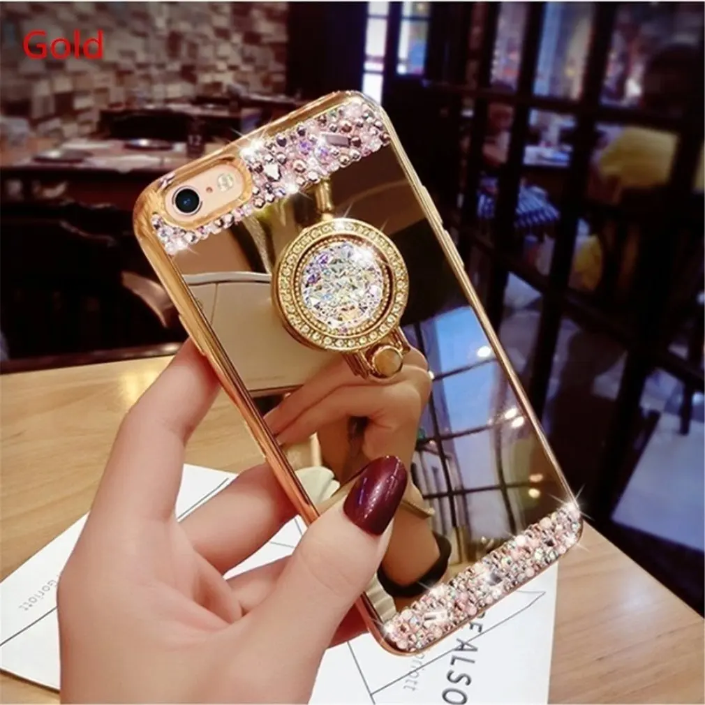 Роскошный блестящий чехол со стразами для Iphone 7 8 4 5 6 6S Plus X телефона 2018 защитный на