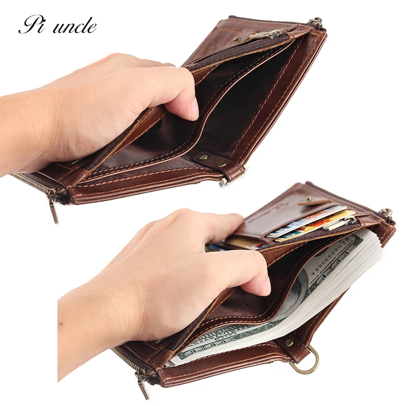 Most Popular Brand Men's Thin Wallet With Coins Holder Purse Small Soft Natural Cowhide Money Cards High Quality | Багаж и сумки