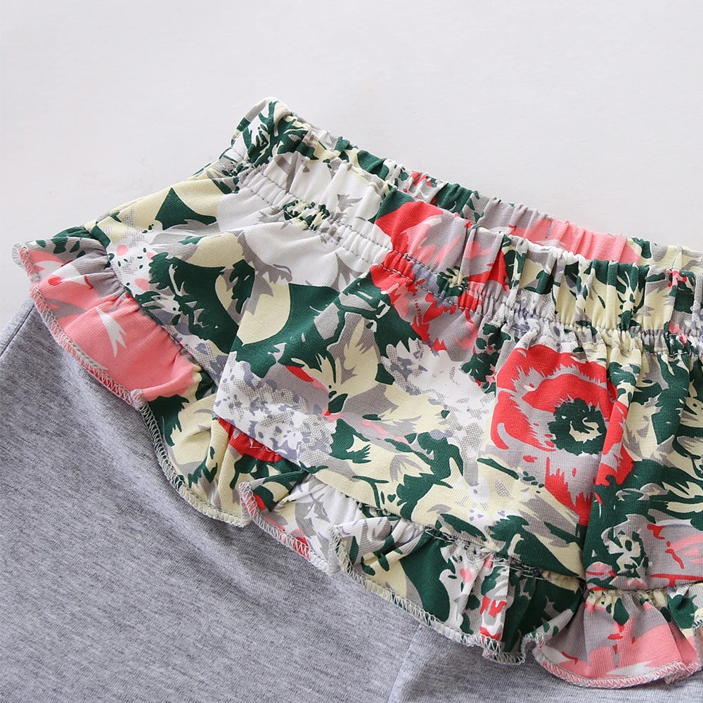 Комплект для маленьких девочек LittleSpring топ на одно плечо с цветочным рисунком