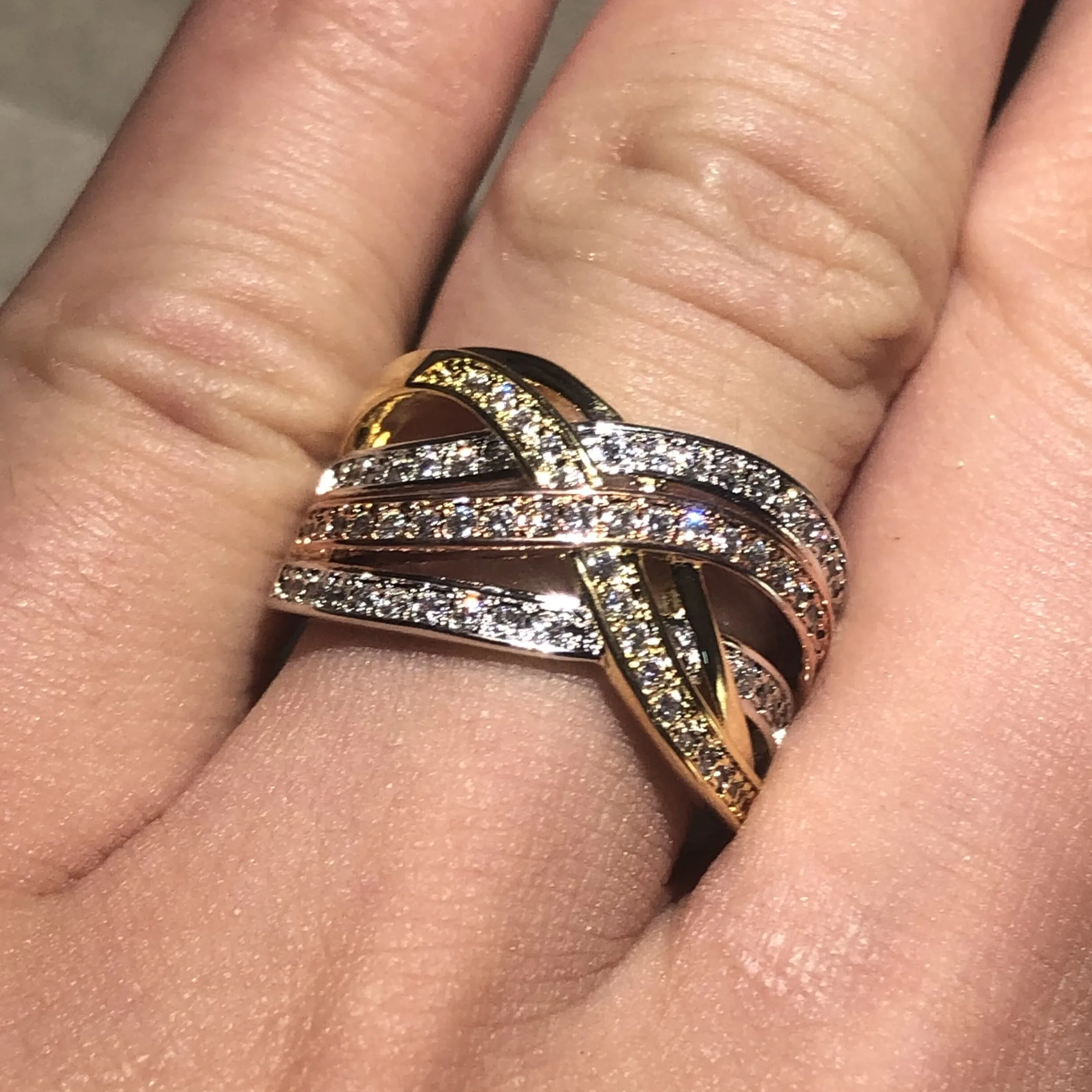 

Luxury 925 Silver Rings for Women men style High quality Authentic three color cross Simulated diamond ring set jewelry