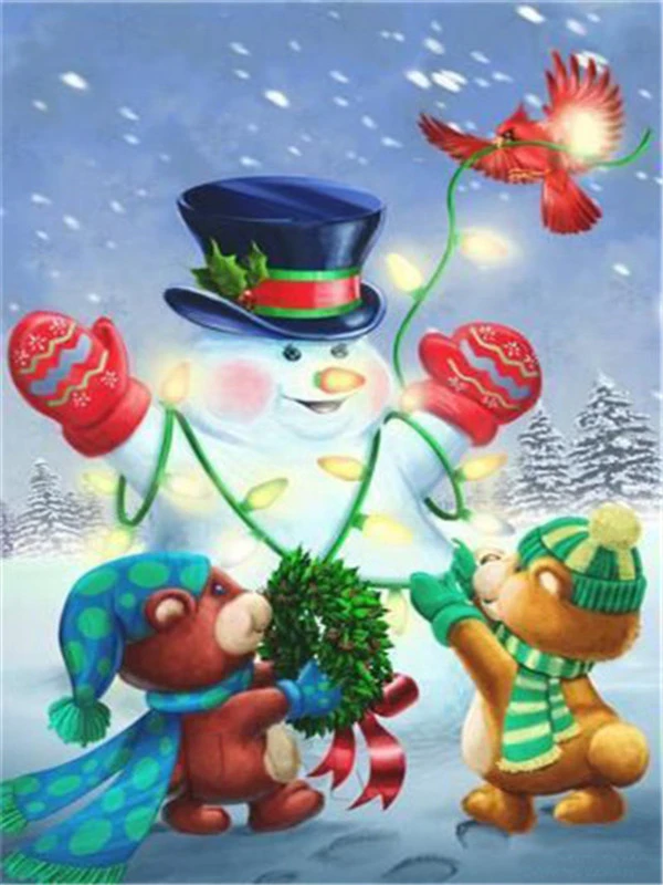 7844 AZQSD 5D DIY Diamond Painting Snowman Full Kit Square Drilling Picture Of Rhinestones Cartoon Diamond Embroidery Home Decortion - Цвет: 7844