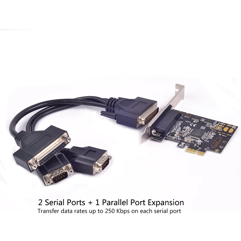 Последовательный порт PCI e адаптер 2 Серийный DB9 RS232 параллельно DB25 конвертер pci