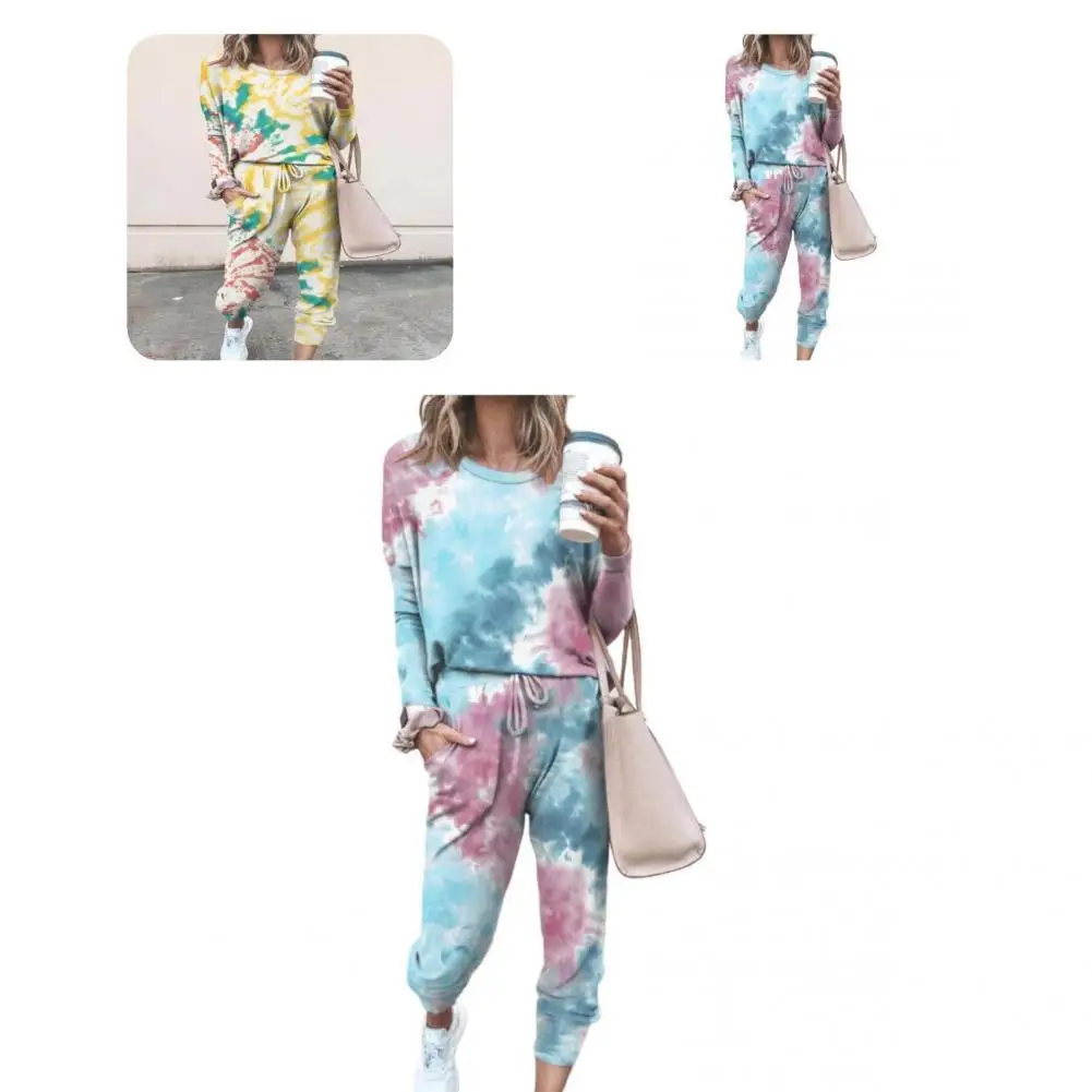 

Straight Fall Winter Tie Dye Long Sleeve Sweatshirt Pants Set for Party
