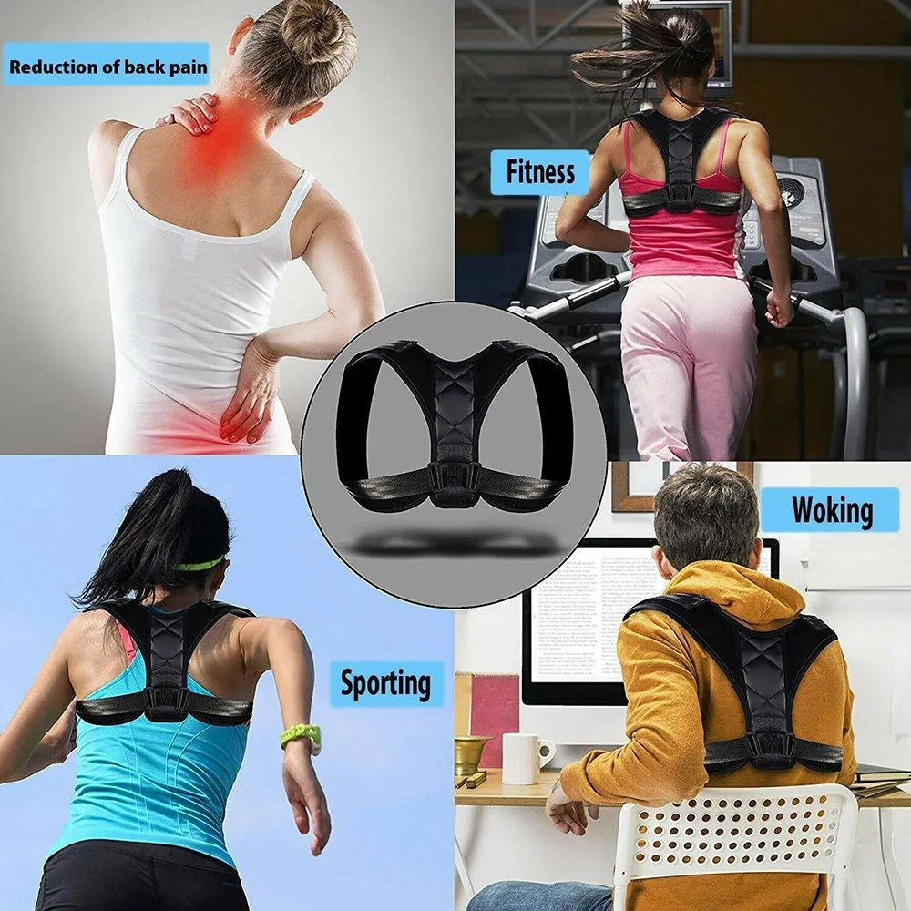 Unisex Posture Brace Correction Strap Adjustable Clavicle Support Back Straightener Pain Relief Neck Back Brace Support Belt