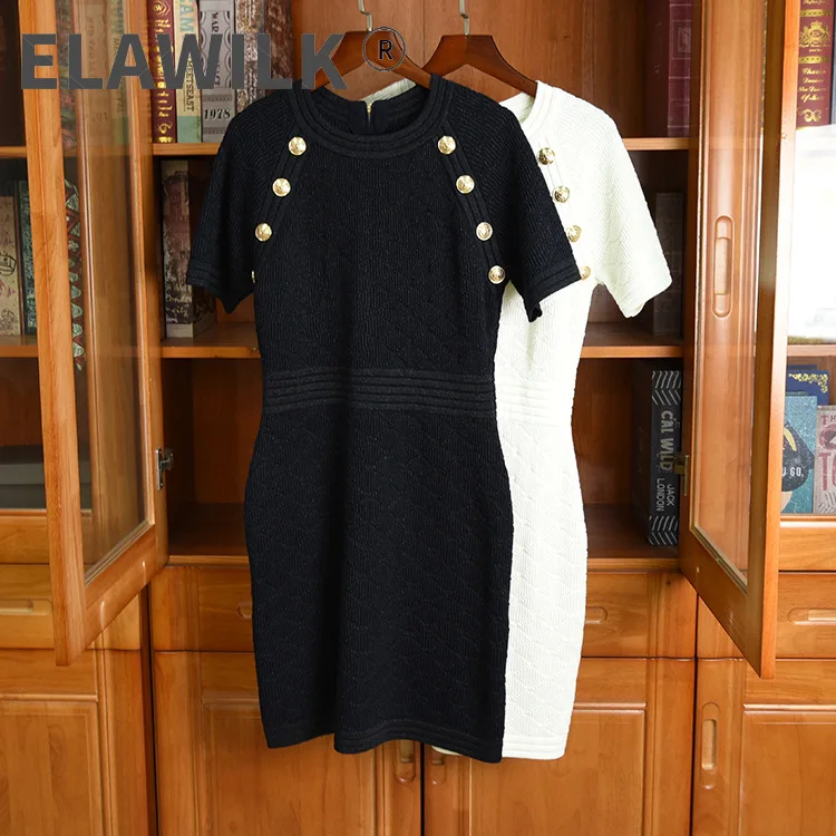 

2021 Autumn Women elegant short sleeves Knit dress High quality 50% Wool knitted dress C192